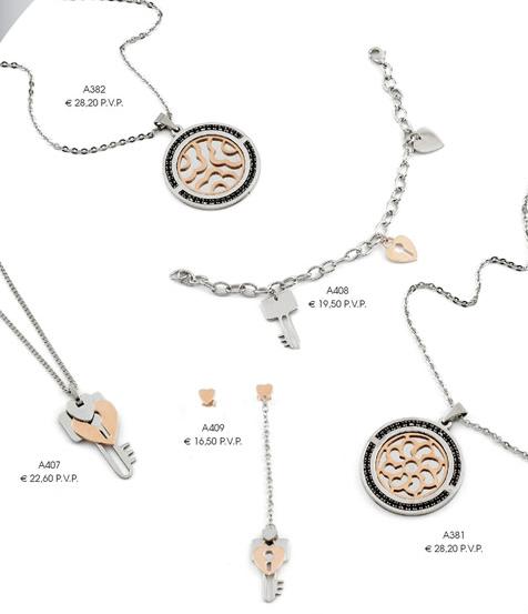 Juego de collar, pulsera y pendientes de acero (GA-020)