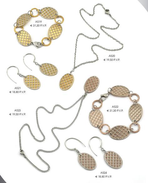 Juego de collar, pulsera y pendientes de acero (GA-019)