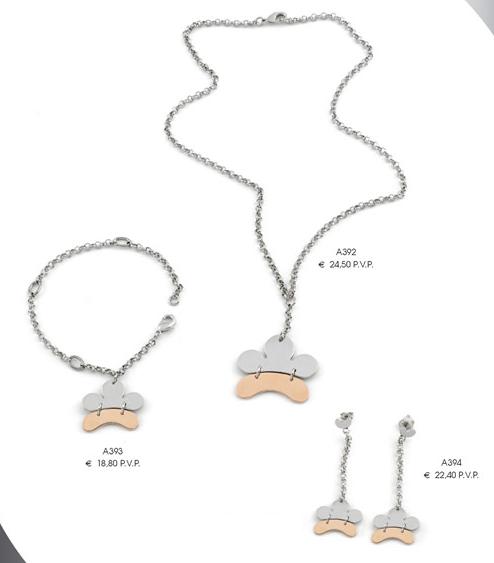 Juego de collar, pulsera y pendientes de acero (GA-022)