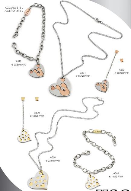 Juego de collar, pulsera y pendientes de acero (GA-016)