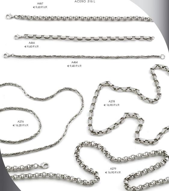 Juego de collar, pulsera y pendientes de acero (GA-001)